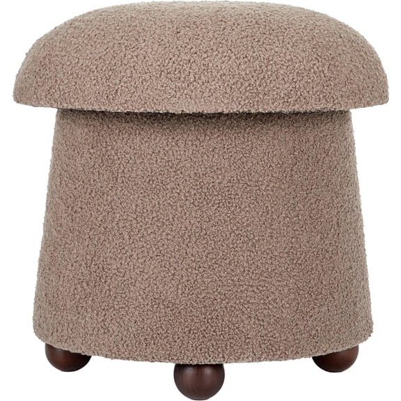 Aria Home 19 Inch Mushroom Storage Ottoman with Teddy Upholstery and Hidden Storage Brown