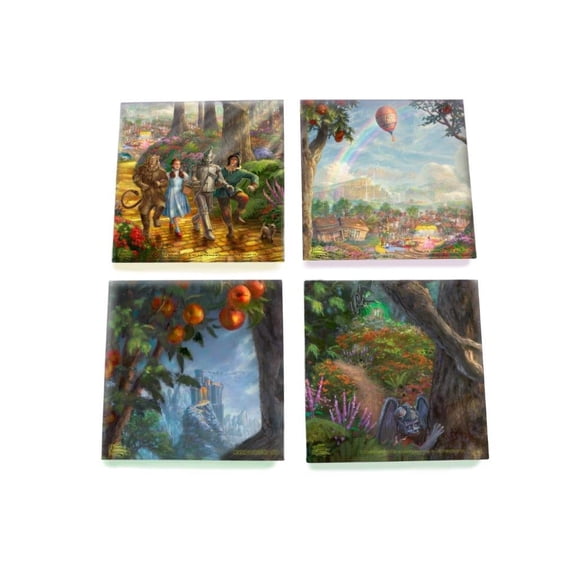 The Wizard of Oz (Follow the Yellow Brick Road - Thomas Kinkade Studios Studios) StarFire Prints™ Glass Coaster Set of Four SPCSTR385