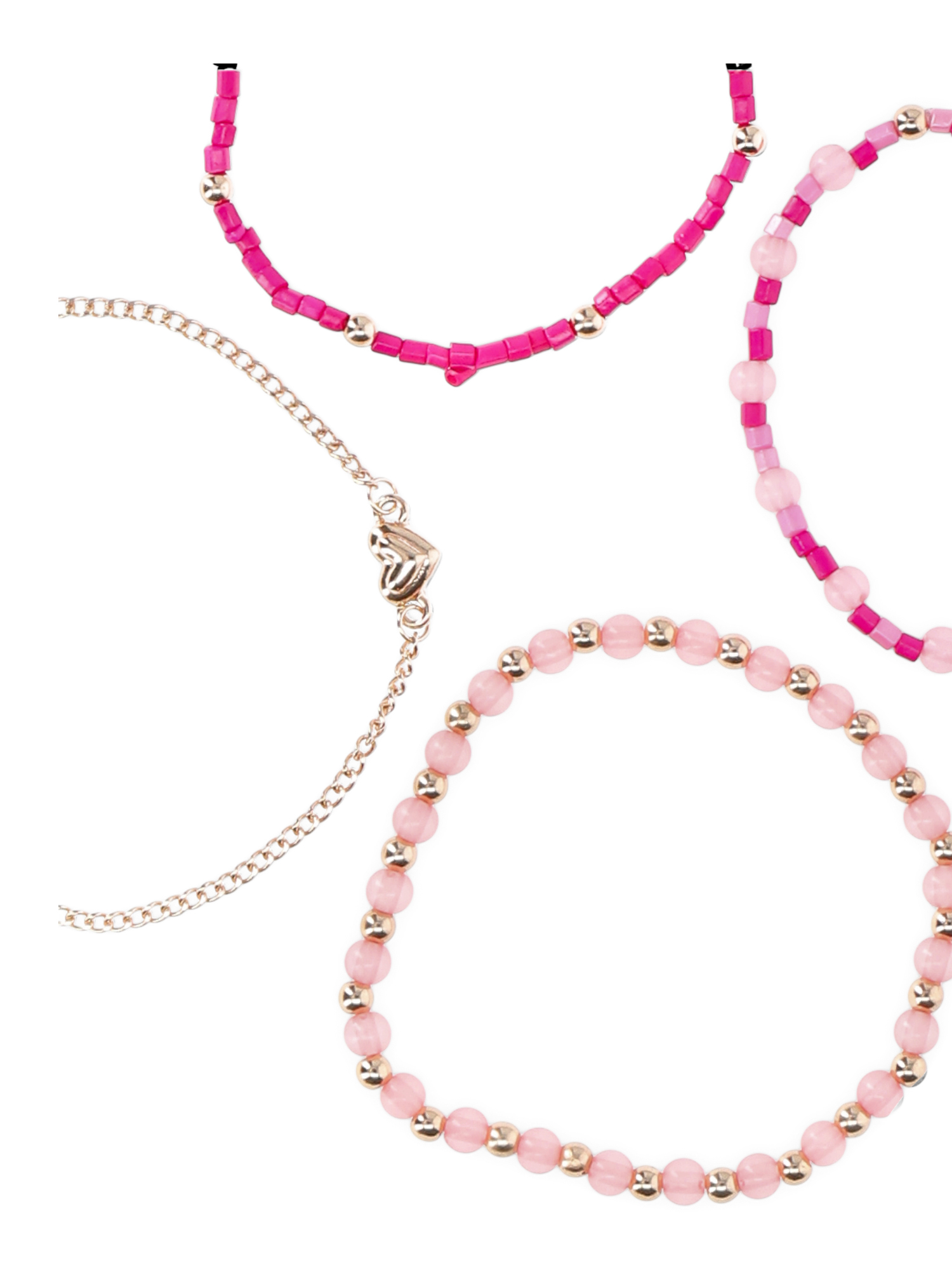 No Boundaries Women’s Heart and Beaded Bracelets Set, 4 Pack