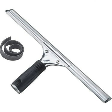 Professional Steel Window and Glass Squeegee with Replacement Rubber, 12"