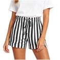thumbnail image 5 of GERsome Striped Shorts Women's Comfy Drawstring Shorts for Casual Lounge Vacation Athletic with Pockets Black Size S, 5 of 6