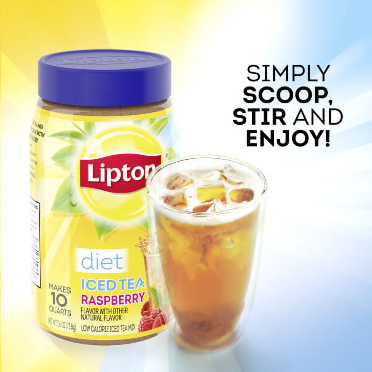 Lipton Iced Tea Mix, Black Tea, Raspberry, Caffeinated, Sugar-Free, Makes 10 Quarts - image 7 of 10