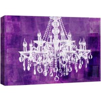 wall26 Canvas Print Wall Art White Chandelier Silhouette on Purple Background Decorative Lights Digital Art Modern Art Chic Relax/Calm Multicolor for Living Room, Bedroom, Office - 24"x36"