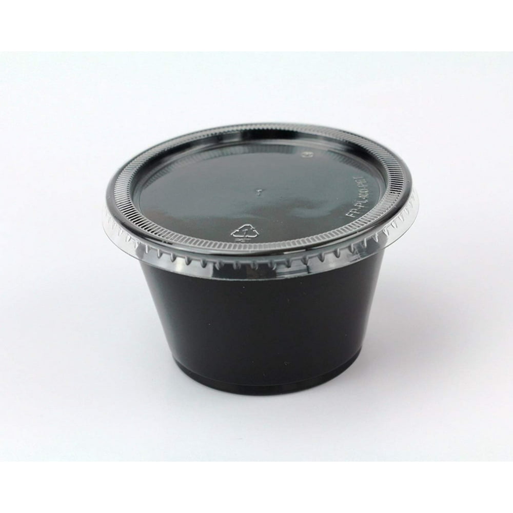 Disposable 4oz Plastic Condiment Cups with Lids, Sample Cup, Jello Shot