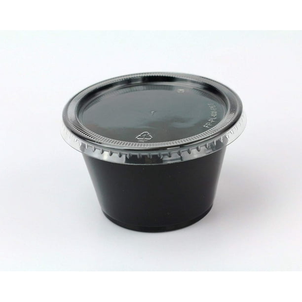 Disposable 4oz Plastic Condiment Cups with Lids, Sample Cup, Jello Shot