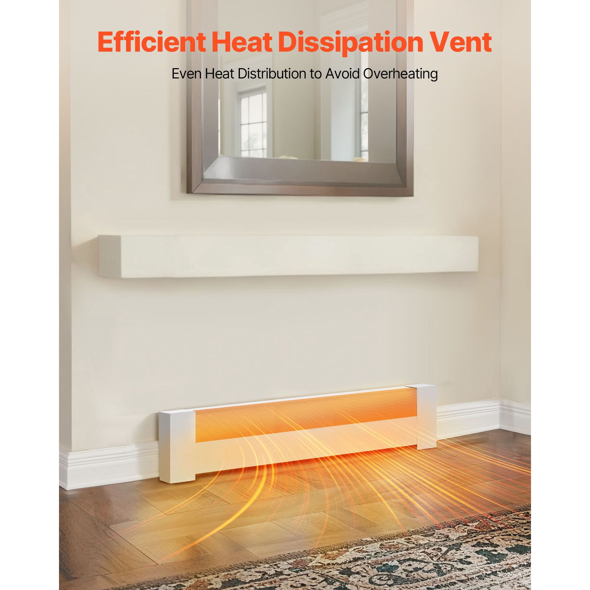 Baseboard Heater Cover, 3 ft Length, High-Quality Steel with Powder-Coated Finish, Ventilation Openings, Easy Install, for Living Room, Bedroom & Hallway