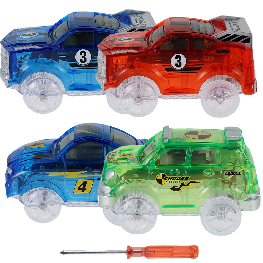 4Pcs Tracks Cars Replacement Only ，Light Up Car Model Toy，with