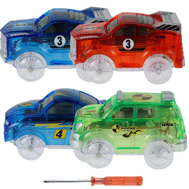 Race Cars Magic Rc Track FNNMNNR 4PCS Race Tracks Car Toys Glow In