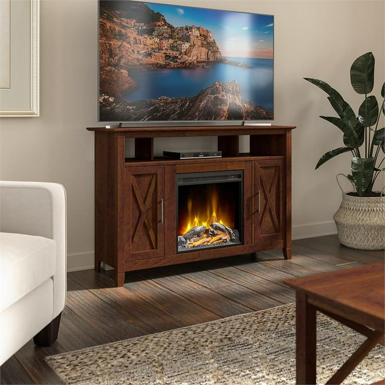 Bush Furniture Key West Tall Electric Fireplace TV Stand for 55 Inch TV in  Bing Cherry - Walmart.com