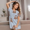 thumbnail image 3 of Vsdgher Motif Morse Espiègle Chemise de Nuit à Manches Courtes Col Rond Mignonne Robe de Nuit Confortable, 3 of 6