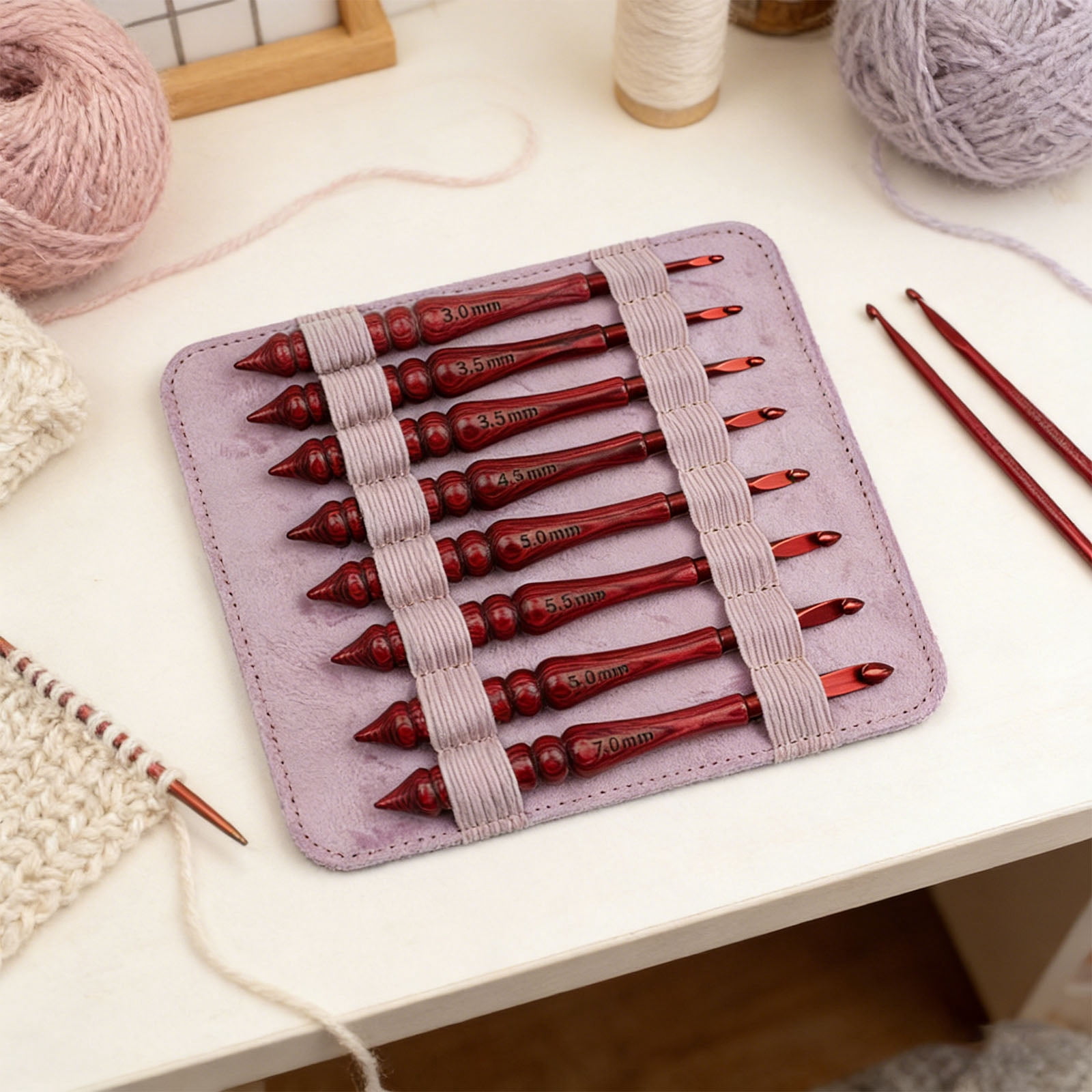 8Pcs Aluminium Crochet Hook for Knitting Ergonomic Handle Crochet Hooks Yarn Craft Tool for Crocheting 3.0-7.0mm