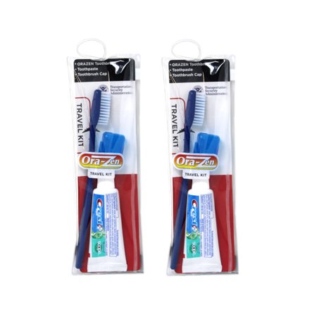 Ora-Zen 3 Piece Toothbrush & Toothpaste Travel Kit - Pack of 2