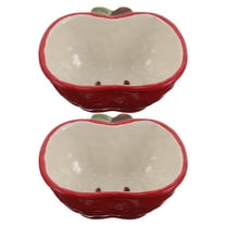 LOLIPPYY 2Pcs Apple Shape Ceramic Salad Bowls Red Decorative Fruit Bowls for Home Serving and Snacks