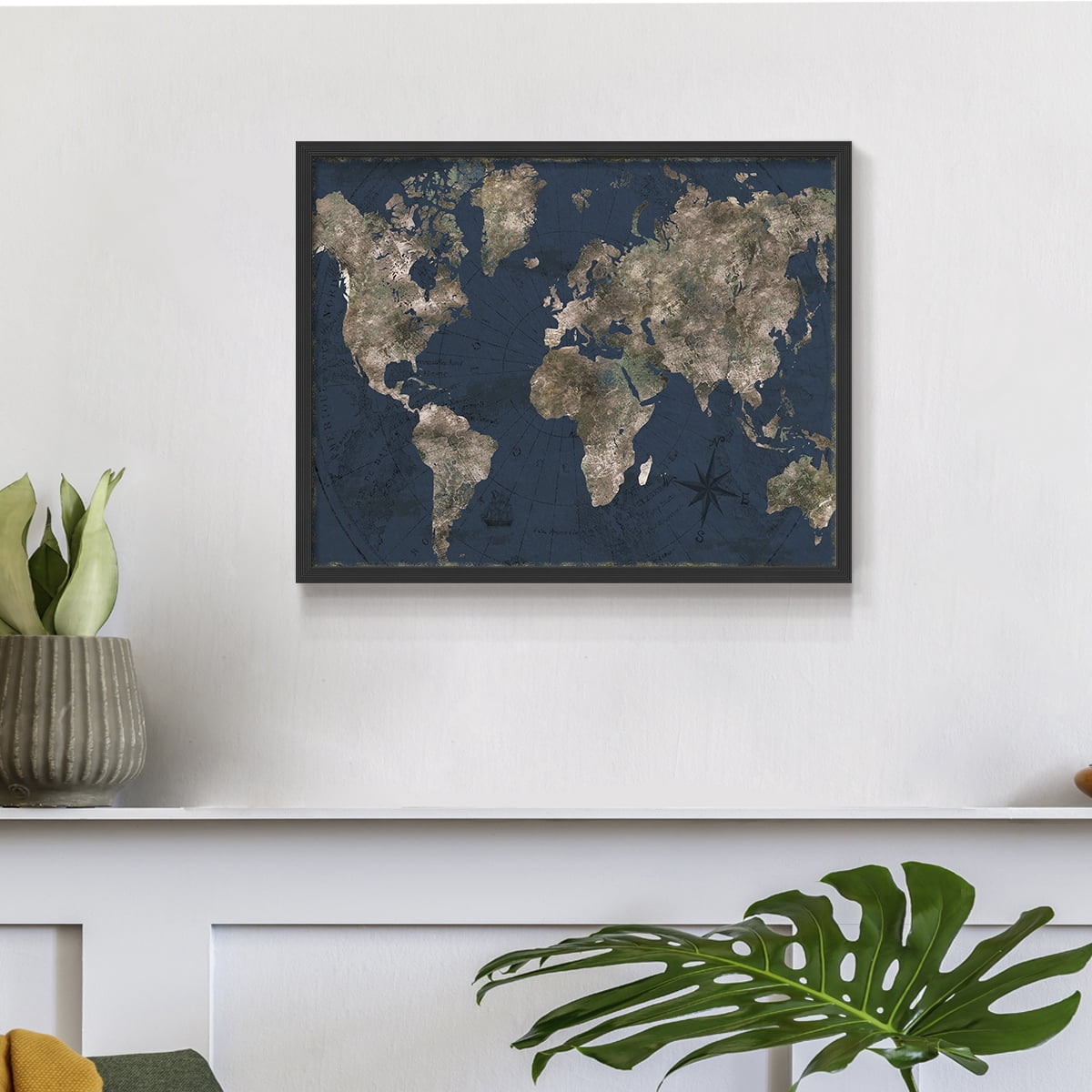 Navy Atlas by CAD Designs - Restickable Framed Giclée Print