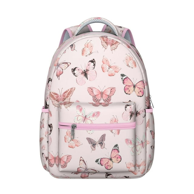 Artistic Butterfly Backpack for Student Cute Floral Pattern Colorful Butterflies Print Aesthetic School Bag for Student