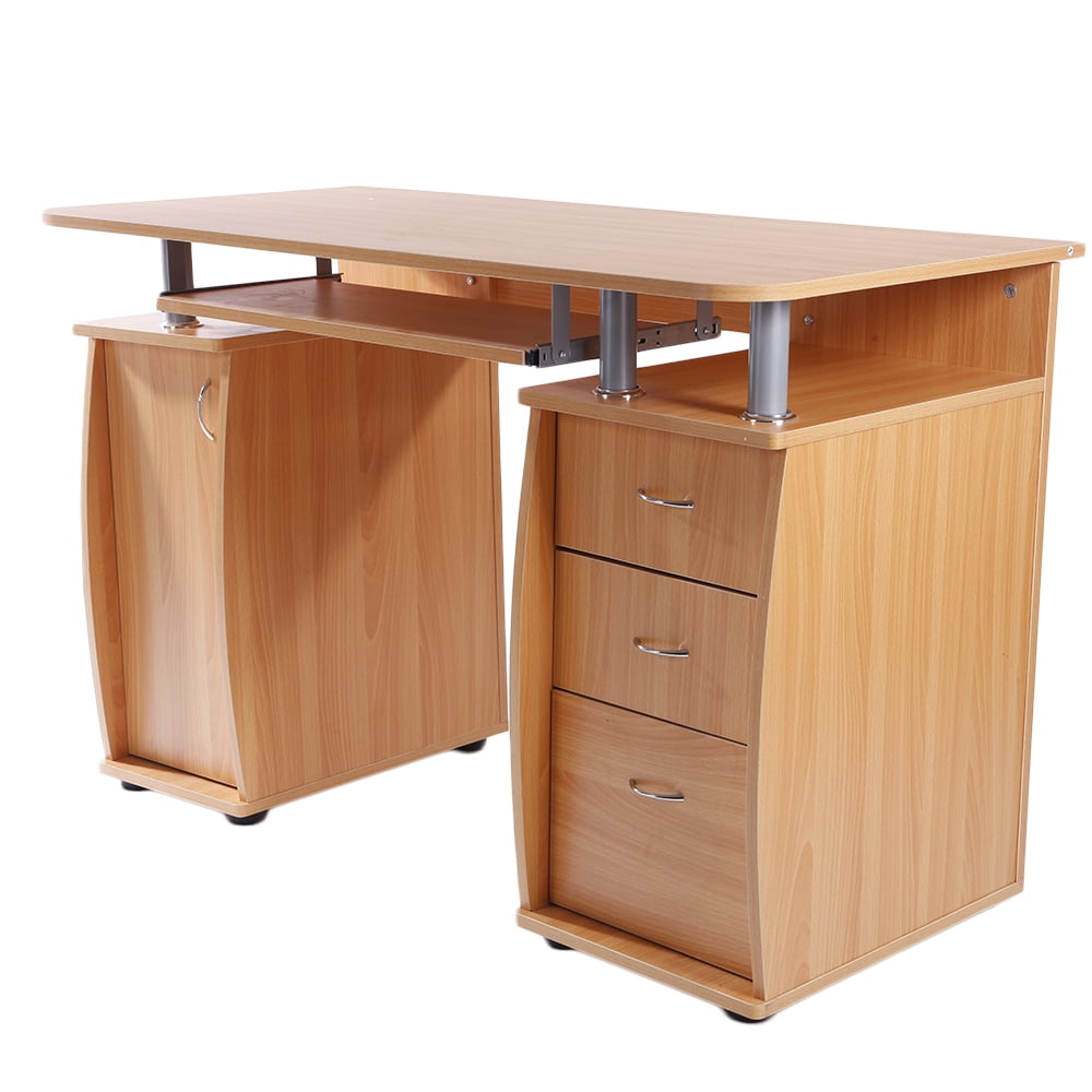 Kepooman MDF Portable 1pc Door with 3pcs Drawers Computer Desk, Wood Color Kepooman MDF Portable 1pc Door with 3pcs Drawers Computer Desk, Wood Color