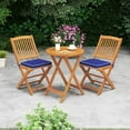 thumbnail image 6 of Costway 3 PCS Acacia Wood Patio Bistro Set Folding Table & Chairs Set with Cushions Navy, 6 of 10