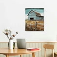 thumbnail image 3 of PIKWEEK Farmhouse Canvas Wall Art Framed Landscape Painting Teal Old Barn Rustic Country Farm Decor Picture for Bedroom Living Room Ready to Hang, 3 of 5