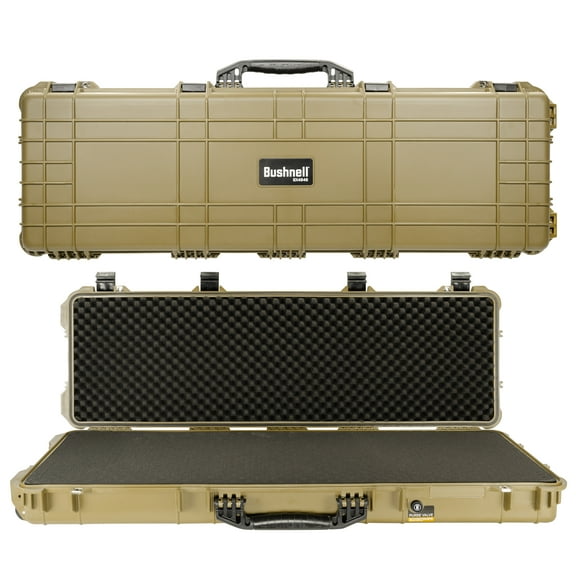 Bushnell 44 Inch Hard Rifle Case, Waterproof, Shock Proof, and TSA Ready with Wheels-Tan