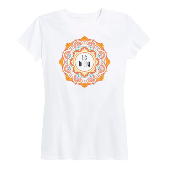 Instant Message - Be Happy Mandala - Women's Short Sleeve Graphic T-Shirt