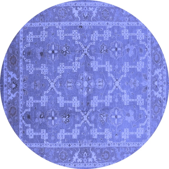 Ahgly Company Indoor Round Oriental Blue Industrial Area Rugs, 7' Round