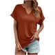 thumbnail image 1 of Fiudx Liquidación de Ahorros de Verano Camisetas Holgadas de Manga Corta con Cuello En V Informales de Color Sólido a La Moda para Mujer, 1 of 6
