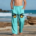 thumbnail image 2 of Boys Novelty Print Pants Funny Eyes Face Green Soft Casual Joggers with Pockets Elastic Waist Lounge Bottoms for Youth,Size 12 T, 2 of 9