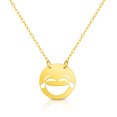 thumbnail image 1 of 14k Yellow Gold Laughter With Tears Emoji Extendable Necklace, 16" to 18", 1 of 2