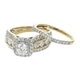 thumbnail image 2 of 14K Gold Bridal Set 2 1/4ctw Diamond Engagement Ring Set Round Solitaire 3/4ct Halo Style, 2 of 4