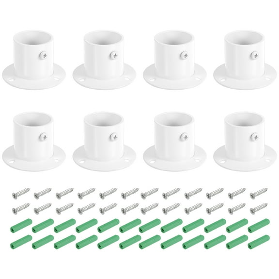 Uxcell 8Pcs 1.26 inch Stainless Steel White Flange Rod Holder Wall Mount Curtain Rod Bracket with Screws