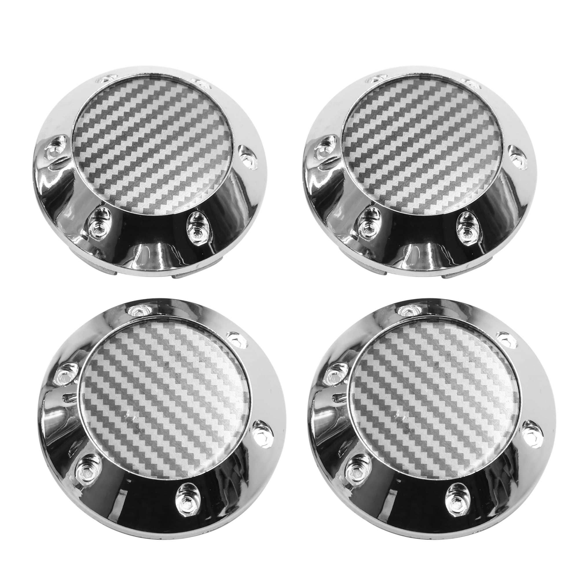Silver Tone 68mm Car Wheel Rim Center Hub Caps w/ Carbon Fiber Pattern Sticker 4pcs Walmart