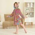thumbnail image 4 of FORMRS Niños Bathrobe Unisex Hooded Robe Soft Plush Pajamas Sleepwear, Size 4-6T, Art City, 4 of 7