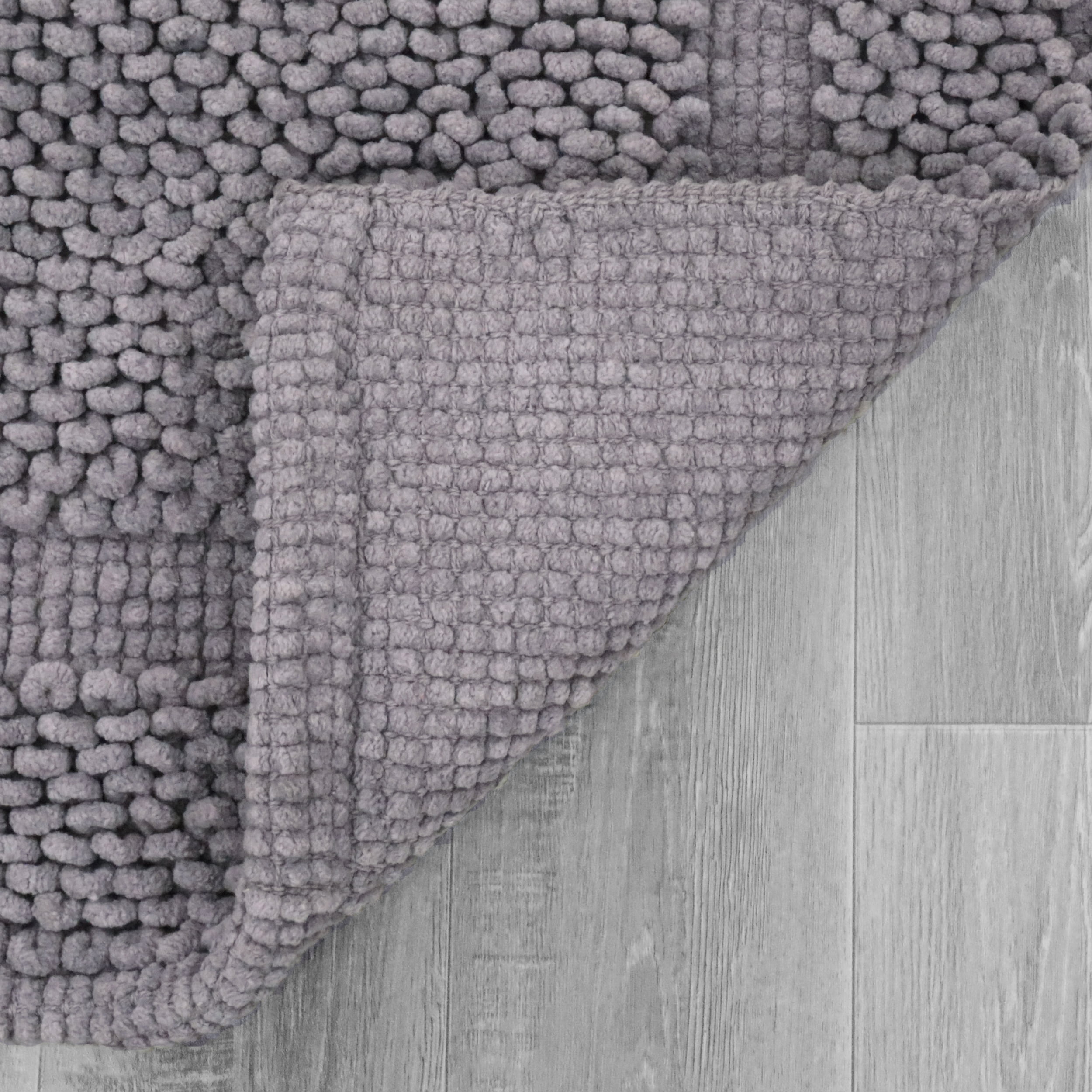 Jean Pierre New York Sophie Border 100% Cotton Bath Mat - Non-Slip Bath Rug - Charcoal Grey - 17" x 24"