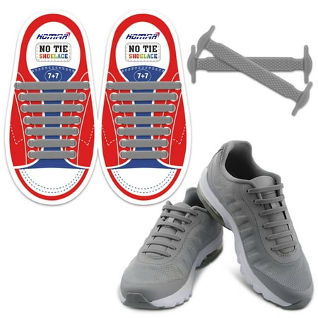

HOMAR No Tie Shoelaces for Kids and Adults Stretch Silicone Elastic No Tie Shoe Laces Gray