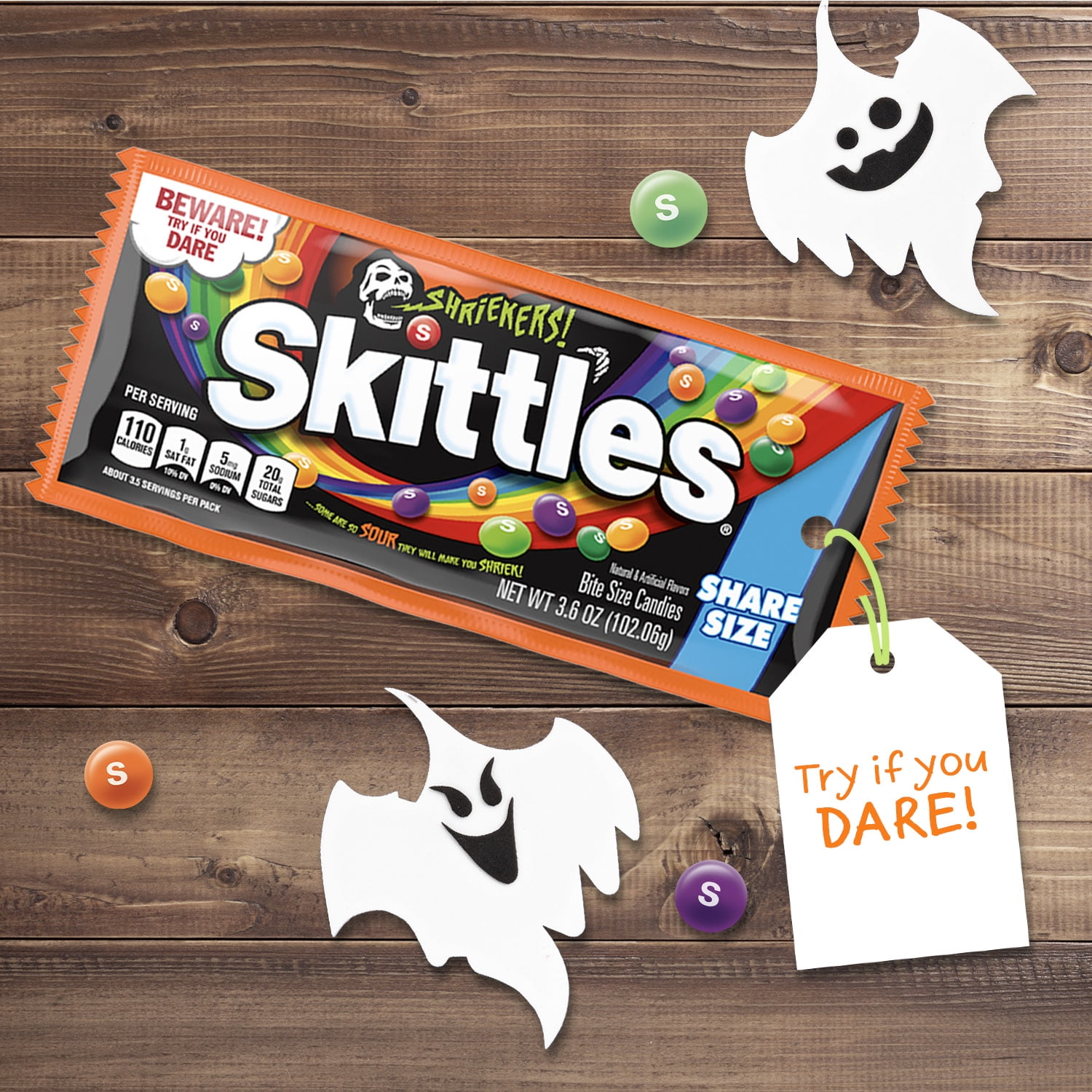 Skittles Shriekers Sour Halloween Chewy Candy Share Size Bag - 3.6 oz