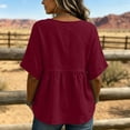 thumbnail image 6 of QUNYINEY Summer Tshirts Shirts for Women Cotton Linen Crew Neck Short Sleeve Tops Casual Pullover Pleated Solid Loose Fit Shirts, 6 of 6