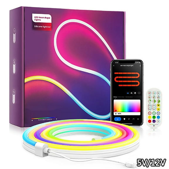 SATRINO Neon Rope Lights, LED Strip Lights, DIY Design, IP65 Waterproof, Timer, APP Control, Neon Lights for Gaming Room Living Bedroom Wall Decor Chrismas (Lights)