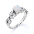 thumbnail image 4 of JeenMata Anillo de Bodas Vintage de 1 Uds con Piedra Natal de Octubre, Ópalo Welo Redondo y Moissanita en Oro Blanco de 18 K sobre Plata, 4 of 6