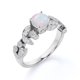 thumbnail image 4 of JeenMata Anillo de Bodas Vintage de 1 Uds con Piedra Natal de Octubre, Ópalo Welo Redondo y Moissanita en Oro Blanco de 18 K sobre Plata, 4 of 6