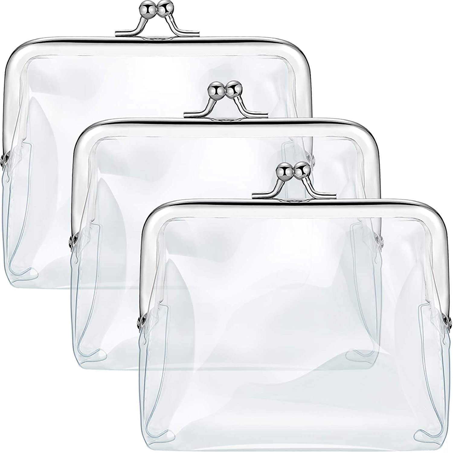 3 Pieces Clear Coin Purse Transparent Change Purse for Women, PVC Kiss