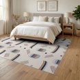 thumbnail image 3 of ODIKA 6'x9' Beige Navy Modern Geometric Abstract Washable Area Rug Contemporary Minimalist Capsule Motif for Family Room, Living Mater Bedroom, Non-Slip, Easy Care, 3 of 7
