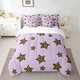 thumbnail image 2 of Feelyou Cartoon Stars Plum Bedding Comforter Set 7pcs, Cheetah Print King Bedding Sets, 2 of 8