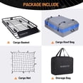 thumbnail image 3 of Roof Rack Carrier Basket Universal Rooftop Cargo Carrier Basket 51" X 36" X 5" + Waterproof Cargo Bag 15 Cubic Feet (44" 34" 17"), and Cargo Net with Attachment Hooks, Ratchet Straps, 3 of 7