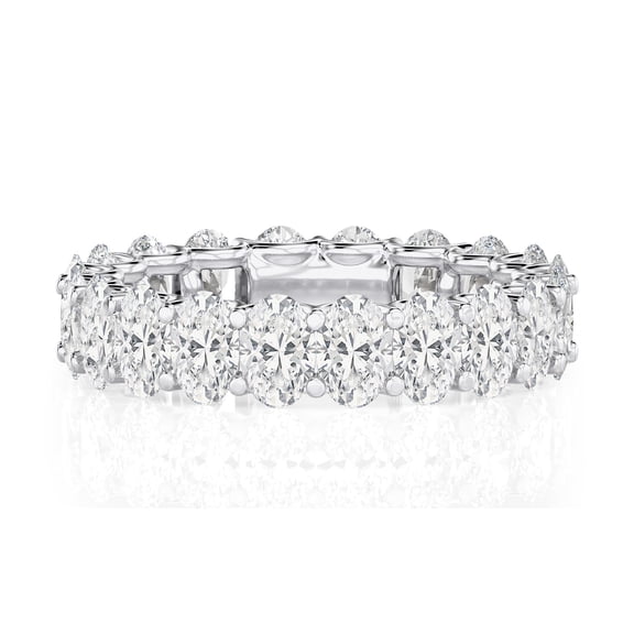 DIAMOND CLUB 5 Carat Lab Grown Diamond Oval Eternity Ring 14K White Gold (VS1, F Color), Eternity Style Ring