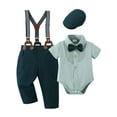 thumbnail image 2 of CARETOO Baby Boy Clothes Suits Gentleman Outfits Formal Bodysuit Shirts Suspender Pants Bowtie Hat, 2 of 6