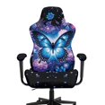 thumbnail image 2 of SEANATIVE Gamer Chair Covers Executive Boss Gaming Computer Desk Chair Covers Universal Slipcover with Arm Rest Cover, Office Armchair Slipcover Decor, Butterfly Floral Blue Violet Black, 2 of 7