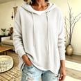 thumbnail image 4 of Womens Sweaters with Hood Long Sleeve Knit Warm Oversized Casual Fall Winter Pullover Sweaters White M, 4 of 9