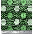 thumbnail image 1 of Soimoi Green Poly Georgette Fabric Geometrical Star Geometric Decor Fabric Printed Yard 52 Inch Wide, 1 of 5