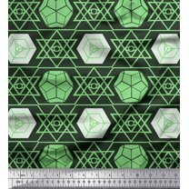 Soimoi Green Cotton Duck Fabric Geometrical Star Geometric Decor Fabric Printed Yard 42 Inch Wide