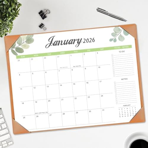 Desk Calendar 2026-2027 with Desk Mat – 22" x 17" Large Desk Pad Calendar Runs from January 2026 to June 2027, Office Supplies Desktop Monthly Calendar for Home & Office